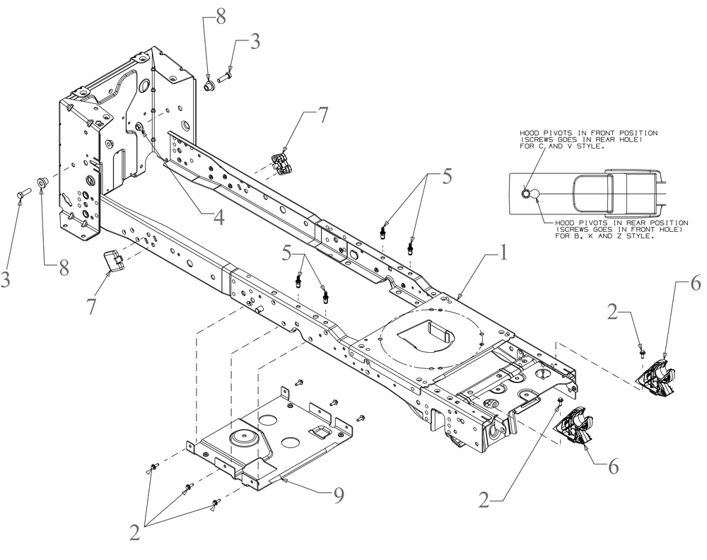 Frame Diagram and Parts List for XT1-LT50KH (13AQA1TLB10)(2023) Cub Cadet Lawn Tractor